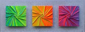 spektrum I, kh-lack fluoreszierend auf holz und leinen – alu-rahmen, 105 cm x 40 cm x 5 cm